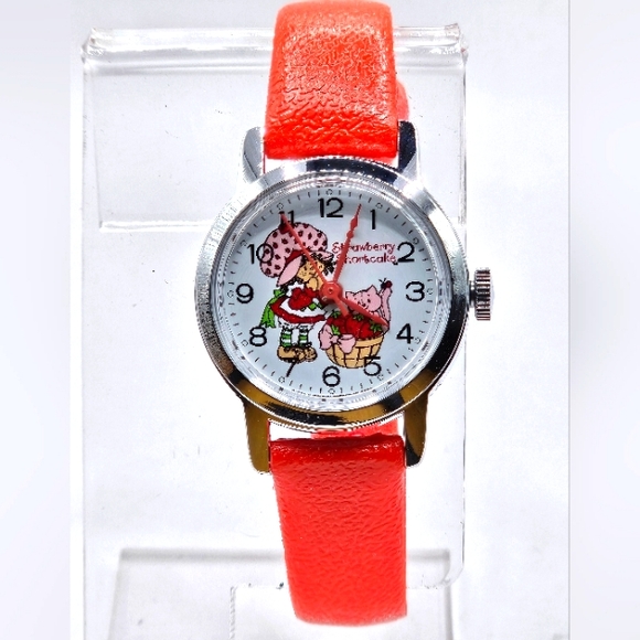 1980's Bradley Strawberry Shortcake Manually Wound Kids Wristwatch Non Running - Picture 3 of 10
